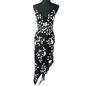 Size M Y2K Vintage Cache silk beaded asymmetrical halter dress Whimsygoth 10721